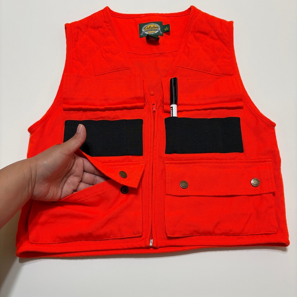 Cabelas Womens Outdoor Hunting Gorpcore Gear Vest Size Small Orange Cargo Pocket - Picture 3 of 10
